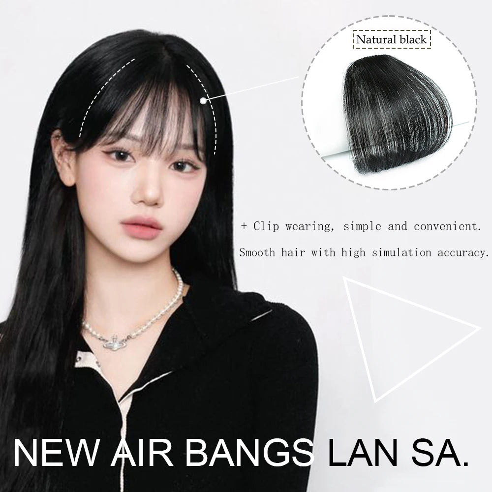 Synthetic Air Bangs Natural Short Brown Black Fake Hair Fringe Extension 1 Clip In Hairpieces Accessories For Women Girl