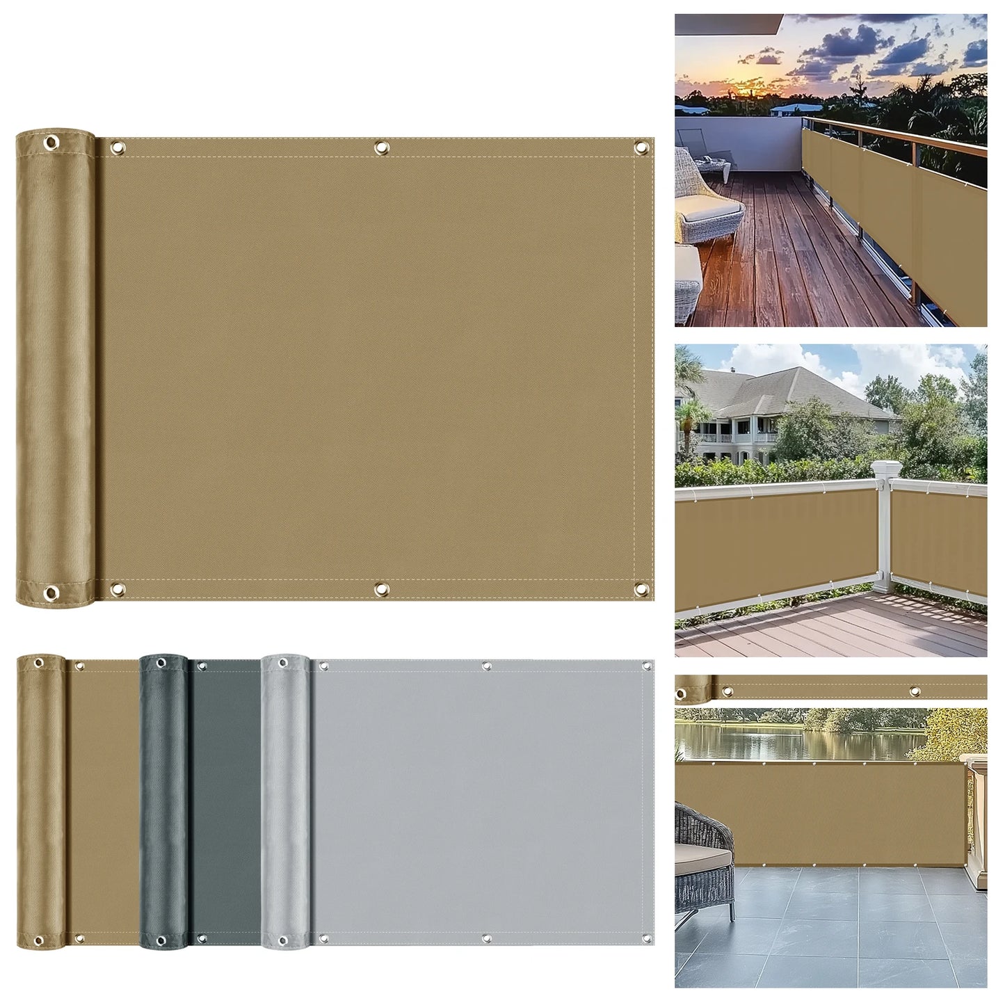 Balcony Privacy Screen Cover Waterproof Shade Cloth with 95 Percent UV Protection for Patio Deck Garden and Pool Decor