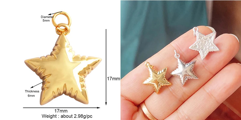 Classics Love Heart Star Zircon Focal Charm Pendant 18K Gold Plated Shell Pearl Jewelry