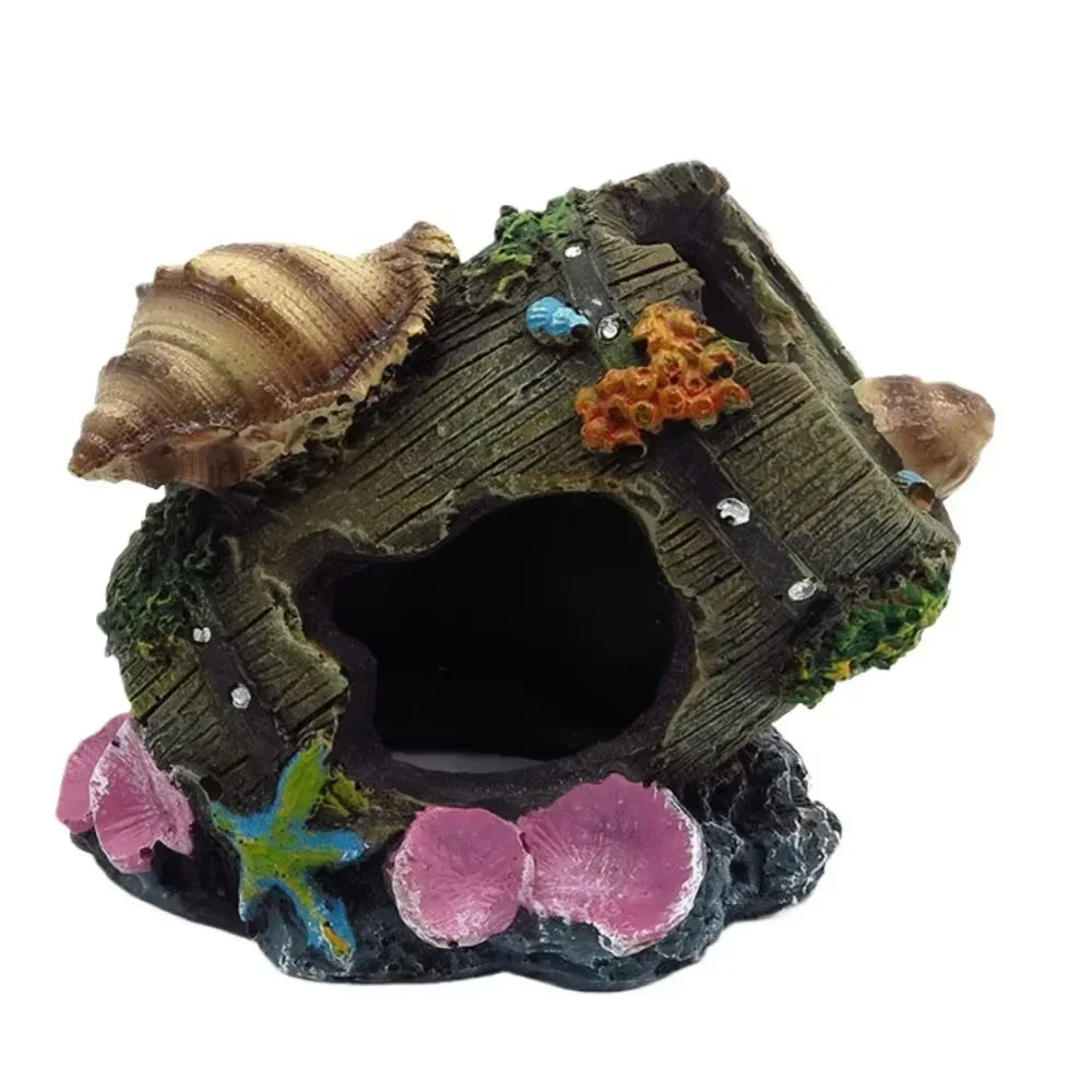 Aquarium Artificial Barrel Cave Resin Ornaments Decorations Landscaping Accessories For Fish Tank Aquarium Decoration Supplies