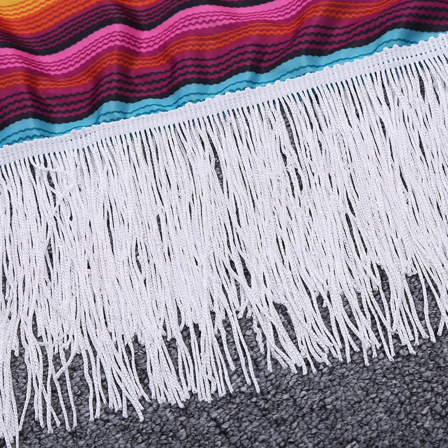 Mexican Party Costume for Kids and Adults with Colorful Cloak Wide Brimmed Sombrero