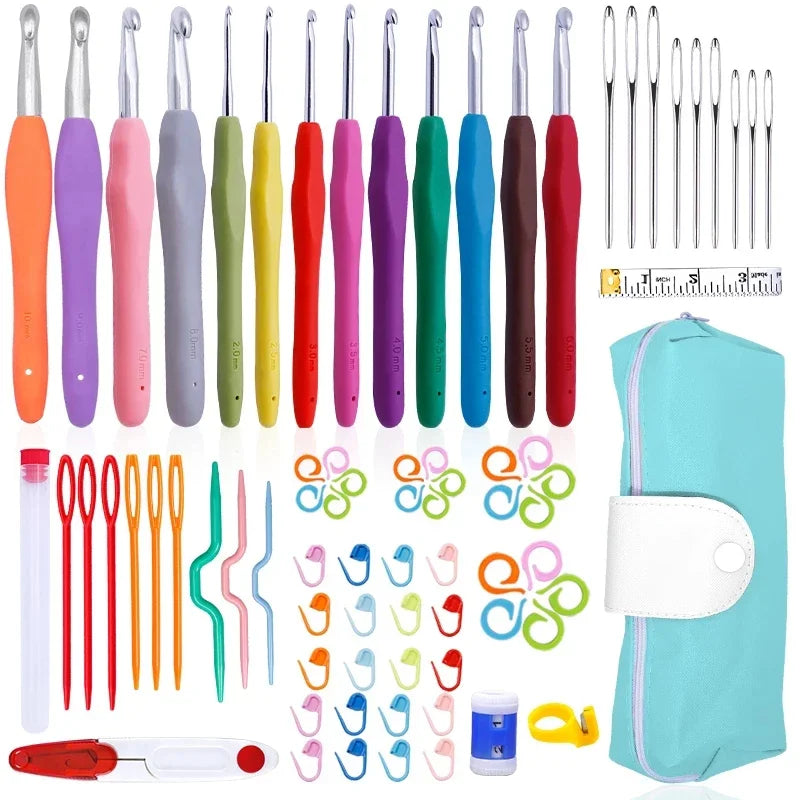 BUDDUR Crochet Knitting Needles Kit With Storage Bag And Blunt Needle Set