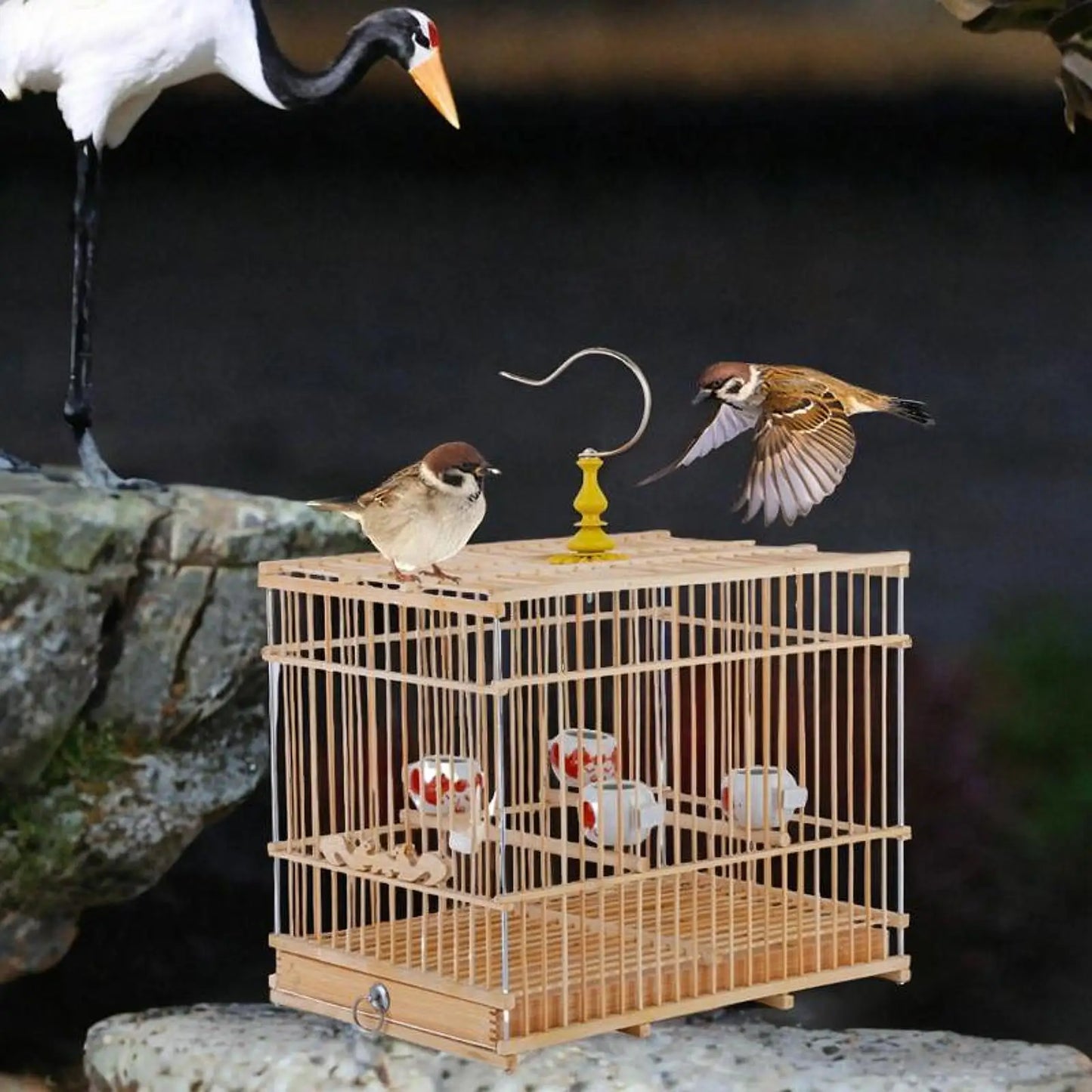 Bird Cage Birds Nest House with Food Cup Hanging Pet Supplies Parrot Stand Cage