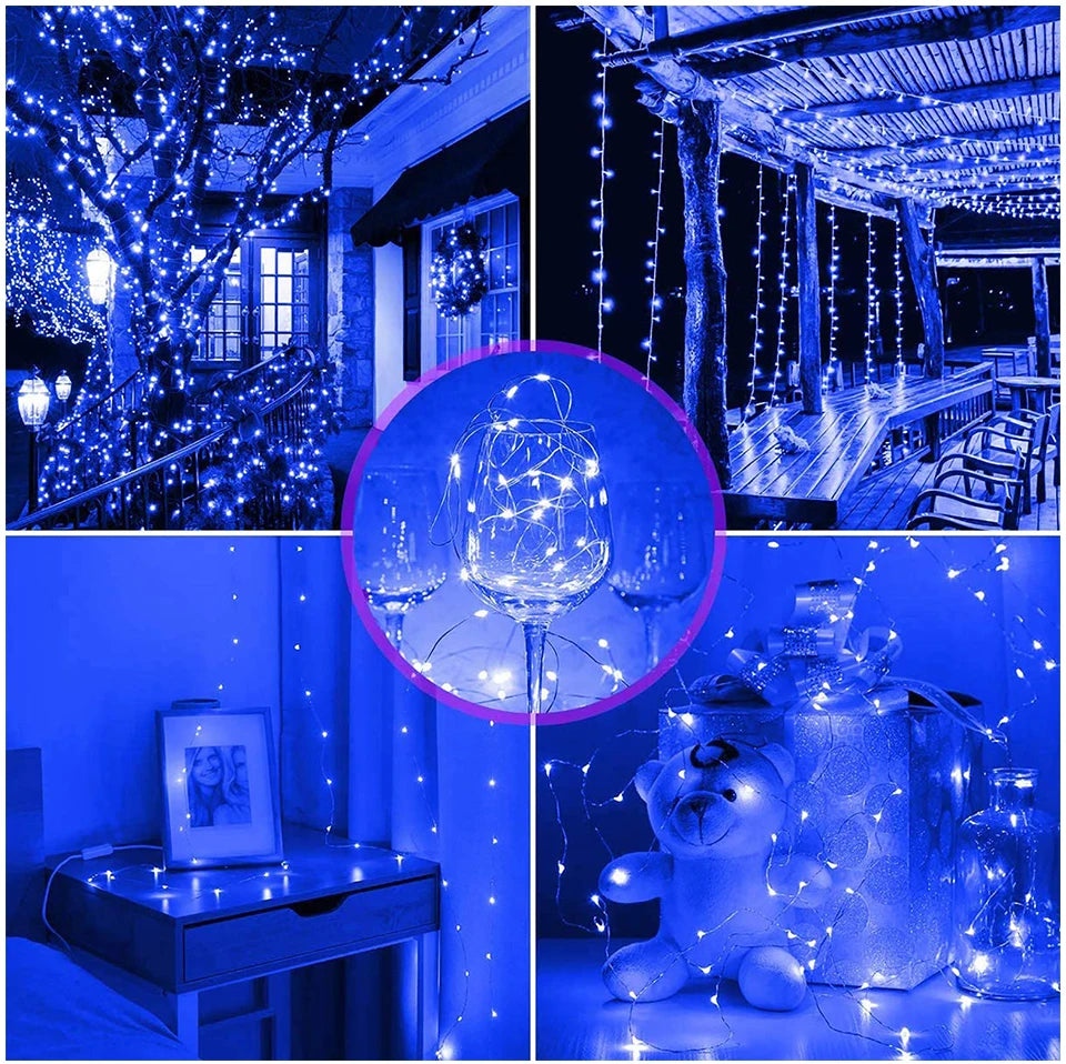 10M 5M 3M 2M Copper Wire LED Tinsel Garland Fairy Lights