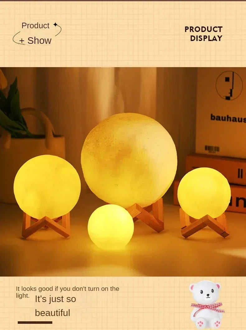 Stunning 3D Moon Lamp Night Light for Energy-efficient Room Dcor