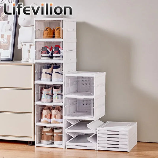 6 Layers Shoes Box Foldable Transparent Shoe Storage Organizer