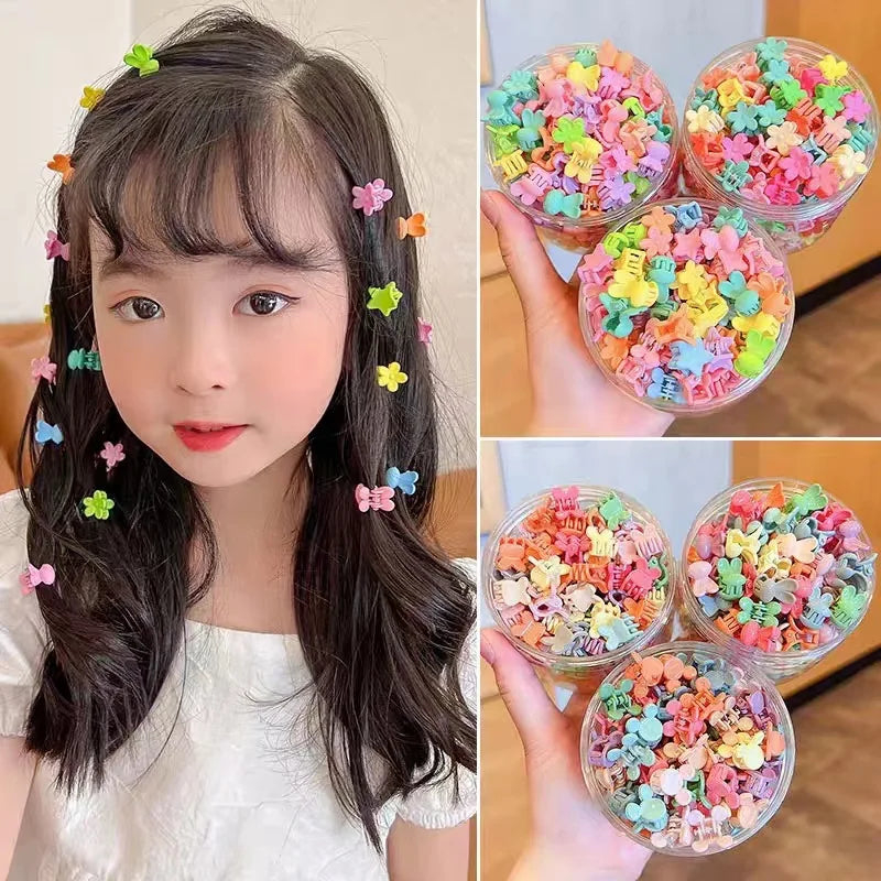 20Pcs/Lot Girls Hair Accessories Mini Flower Head Claws Animal Rabbit Beads Cute Princess Hair Grabbing Clip Children Headdress