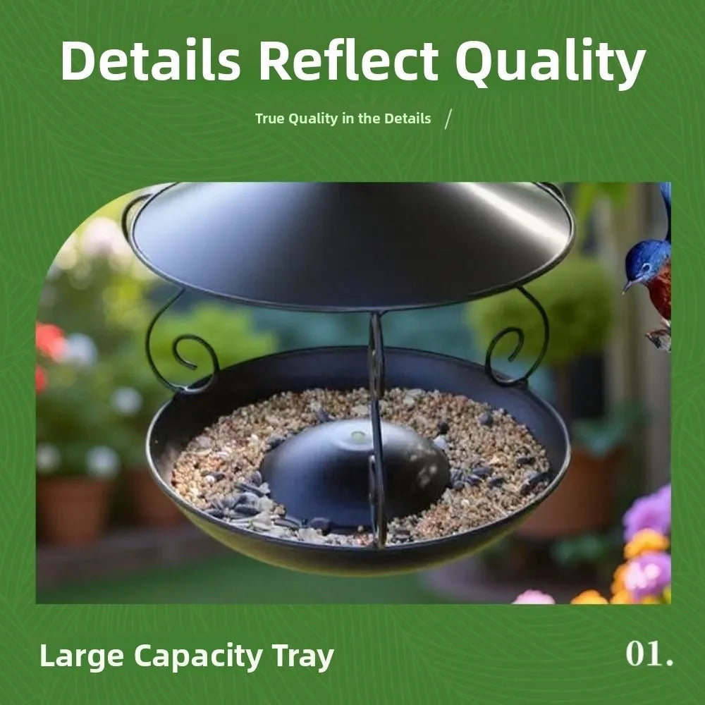 Garden Decor Iron Bird Feeder Windproof Rainproof Bird Food Dispenser Hanging Multi-purpose Bird Feeding Tray Hummingbird
