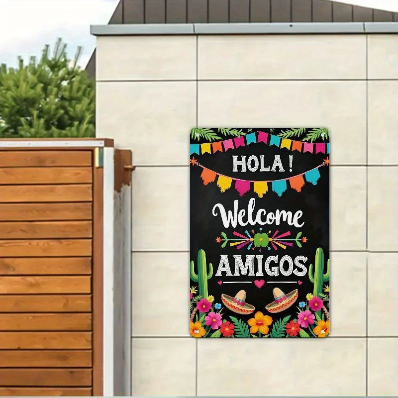 Colorful Mexican fiesta welcome sign