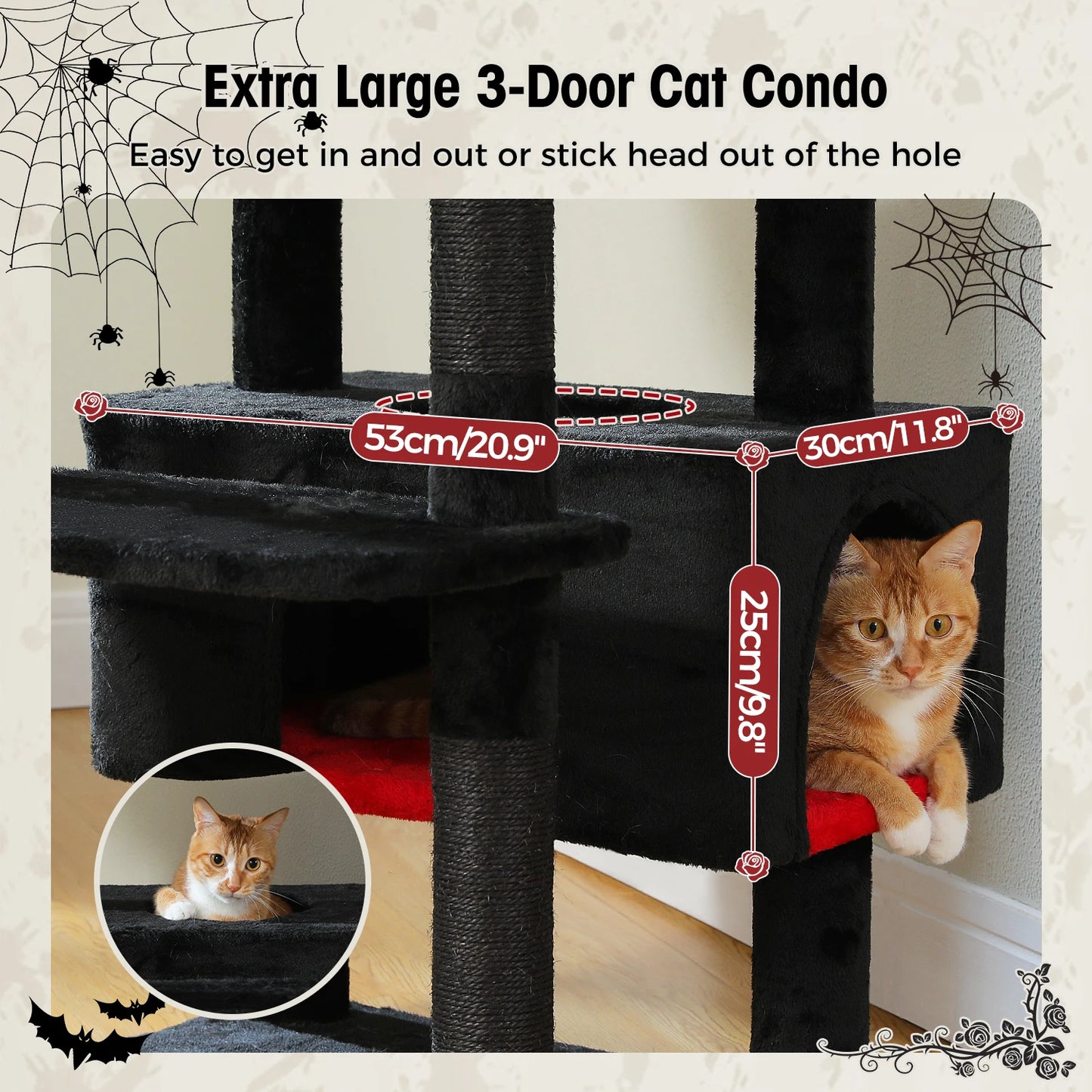 184cm Large Cat Tree and Tower for Indoor Cats With Scratching Posts and Spacious Hammocks