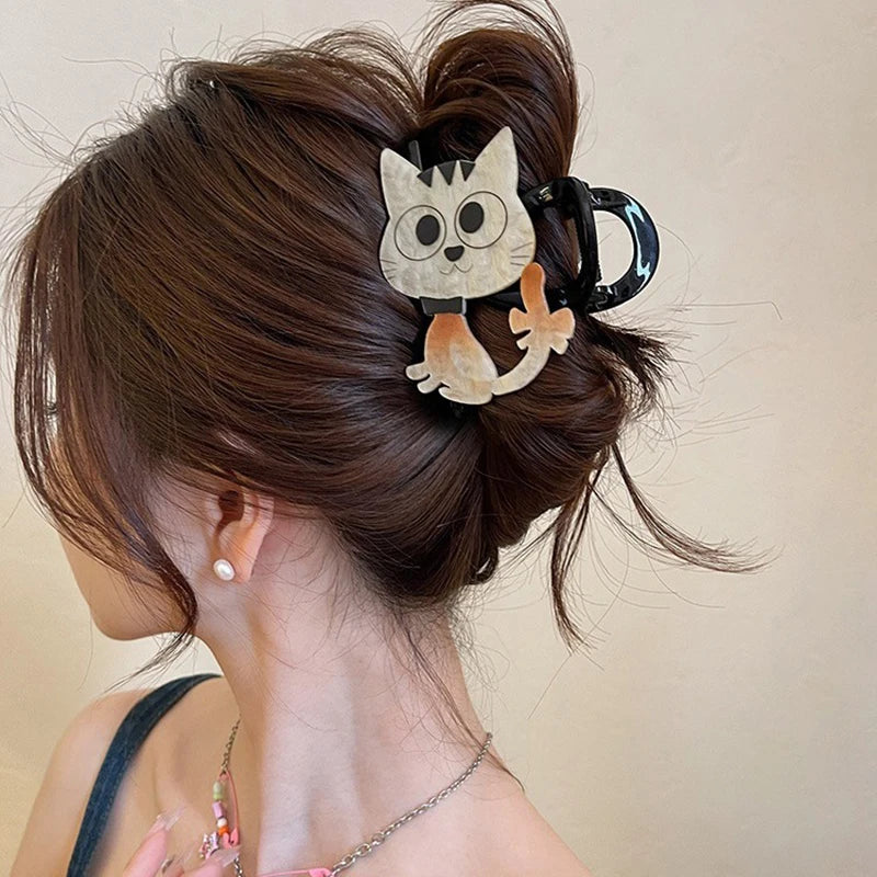 Cute Cartoon Cat Hair Claw For Women Girls Sweet Versatile Hair Clips Fashion Exquisite Shark Clip Kawaii Hair Accessories Gifts