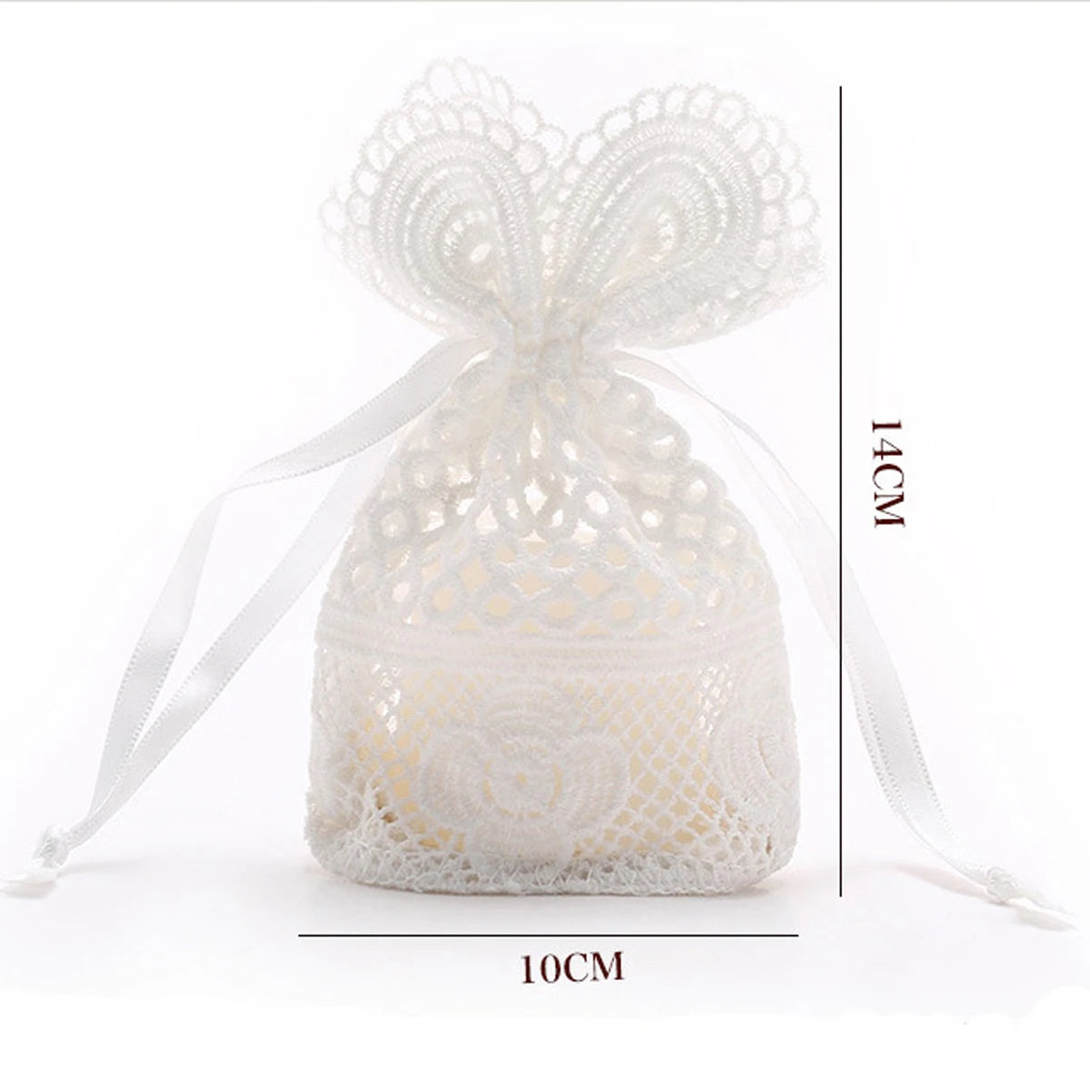 10x14cm White Lace Drawstring Bag for Jewelry and Ornaments