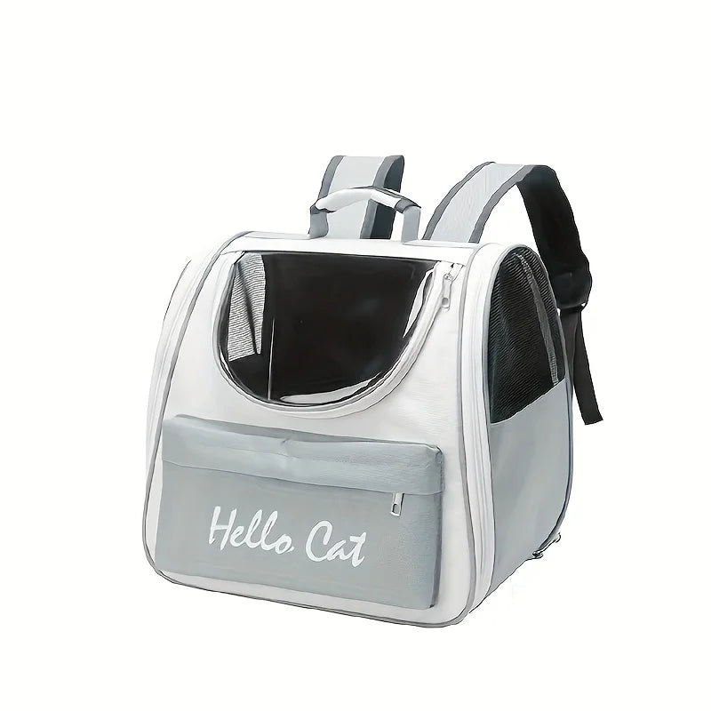 Large capacity collapsible pet backpack with zip closure, handle and mesh vent, perfect for cats and small dogs traveling