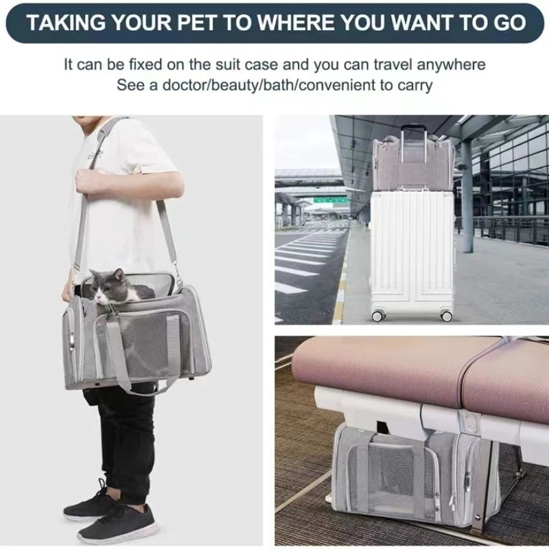 Portable Dog Carrier Bag for Small Medium Cats Dogs,Airline Approved Carrier Soft Sided, Collapsible Travel Puppy Carrier