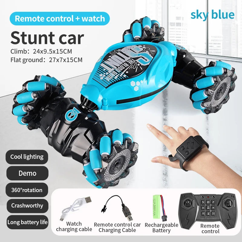 2.4G 4WD Remote control car with Watch Music 360° rotation twist Stunt High Speed drift climbing toy car Children's holiday gift