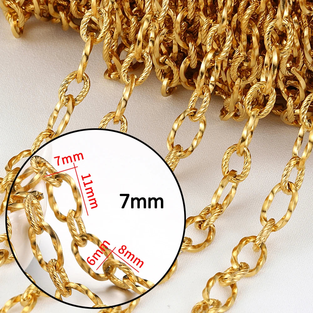 No Fade 1Meter Gold Stainless Steel 7.5mm Rolo Chain