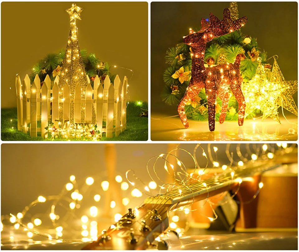 10M 5M 3M 2M Copper Wire LED Tinsel Garland Fairy Lights