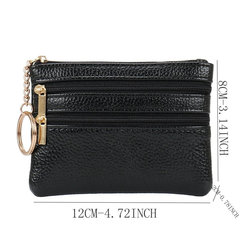 Zero Wallet Women's Short PU Leather Small Wallet Multifunctional Card Bag Soft Leather Key Bag Zipper Bag