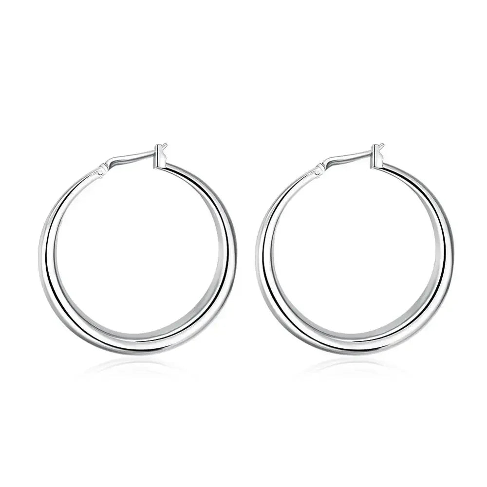 ALITREE 925 Sterling Silver 33mm Big Circle Hoop Earrings