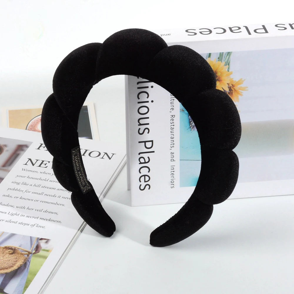 Women Spa Headband For Washing Face Shower Sponge Hairbands Fashion Winter Puffy Makeup Hair Hoop Headwear Hair Accessories