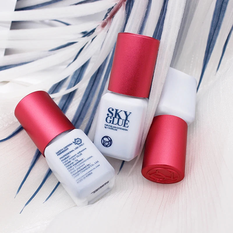 5 Bottles SKY S Plus Eyelash Extension Glue 5ml Red Cap Original Korean Adhesive for Professional Use