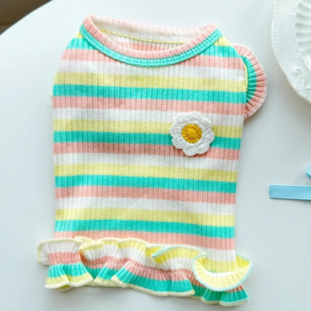 Rainbow Flower Small Dog Dress Cute Cat Clothes Summer Cooling Dog Clothes for Small Dog Vest Spring Soft Cat Dress Pet Clothes