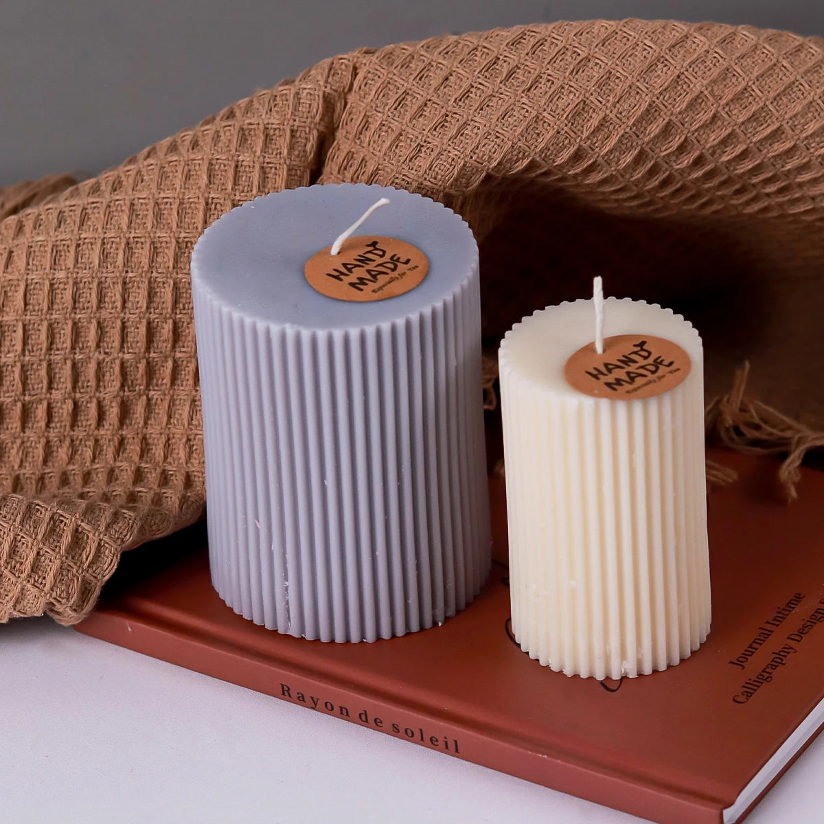 Striped Cylindrical Candle Silicone Mold for DIY Home Decor
