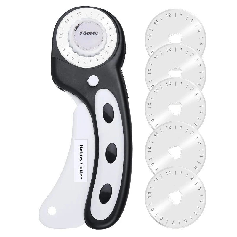 45mm Rotary Cutter with 5 Replacement Blades for Quilting and Sewing Fabric Cutting Tool Set
