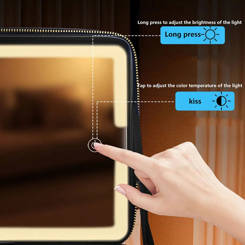 Smart LED Travel Makeup Case with Mirror Large Capacity Organizer for Women and Beauticians