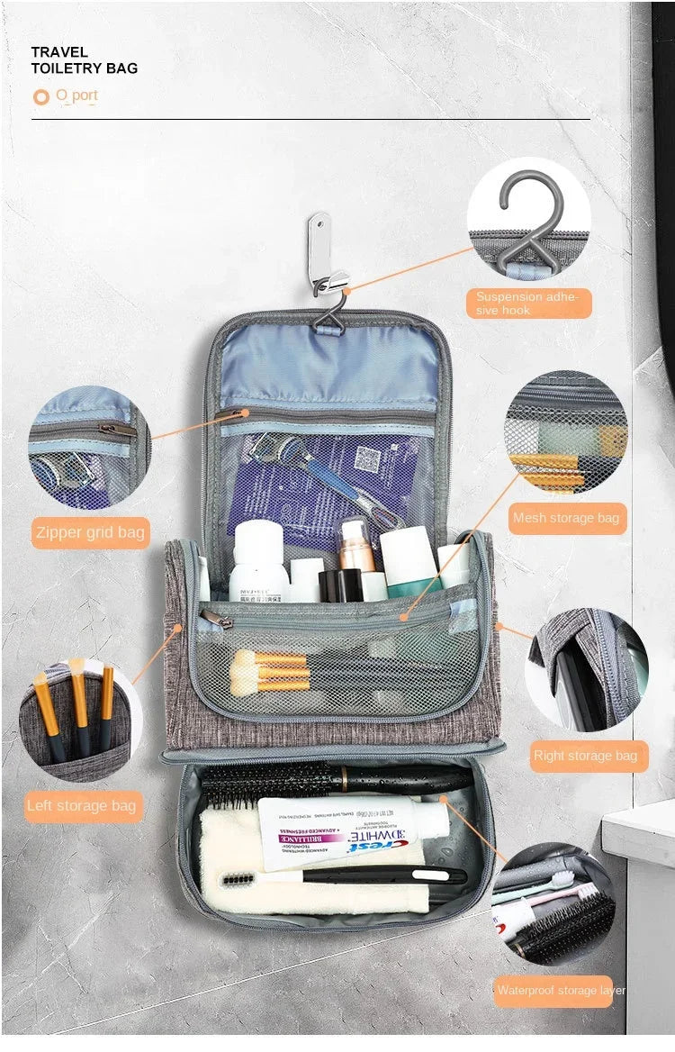 Men and Women Oxford Travel Makeup Bag Hanging Organizer Cosmetic Toiletry Case