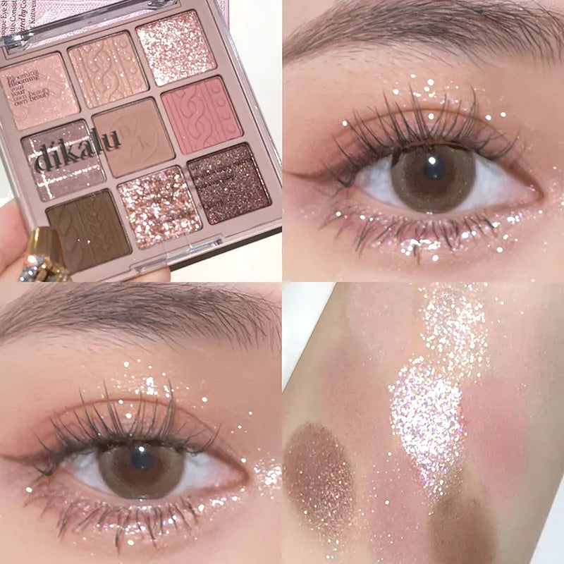 9-Color Eye Shadow Palette Glitter Pearly Eyeshadow Palette Nude Long Lasting Korean Charming Eyes Make Up Palette Cosmetics