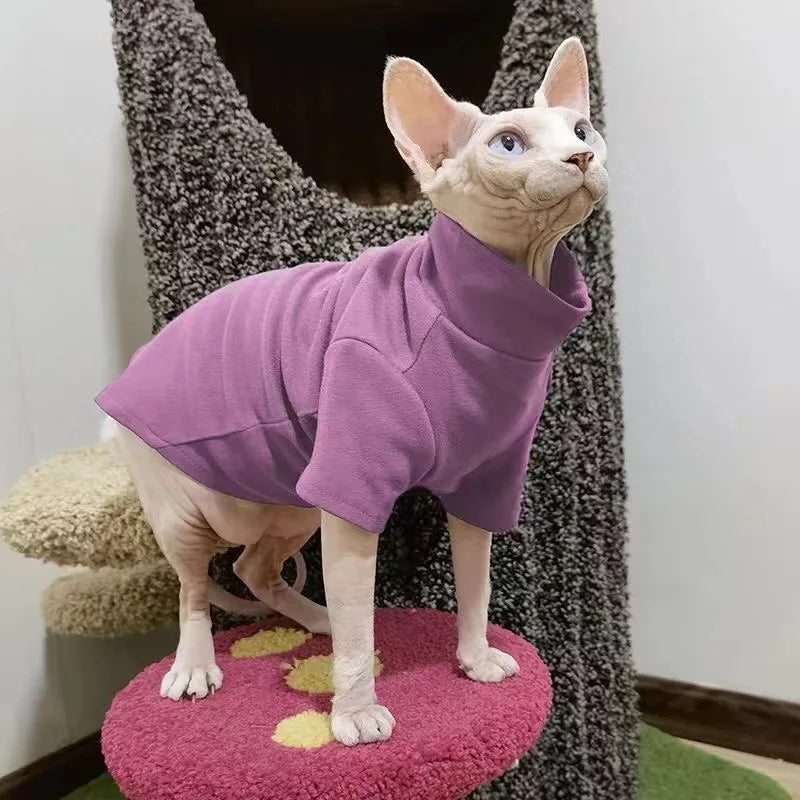 Sphynx Cat Clothes Baby Soft Cotton Fall Winter Kitten Small Dog Clothes for Cornish Devon Cat Costume Hairless Pet Clothes