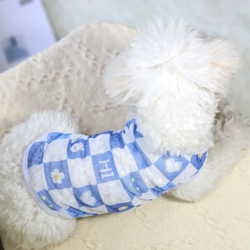 Pet clothing original cartoon cute summer westernized thin cat and dog clothing breathable mesh vest cat clothing