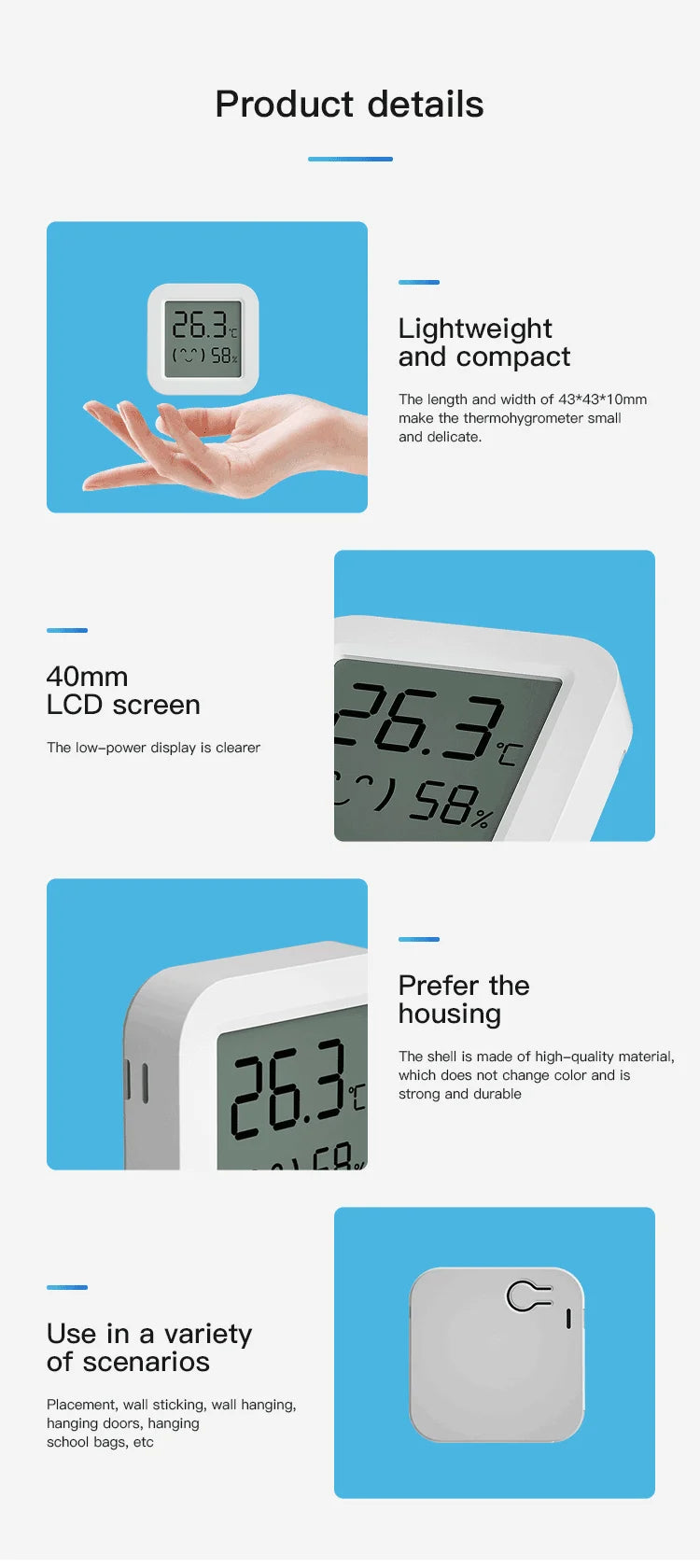 Tuya Smart MINI Wireless Temperature Humidity Sensor LCD Display Thermometer Hygrometer APP Remote For Smart Home