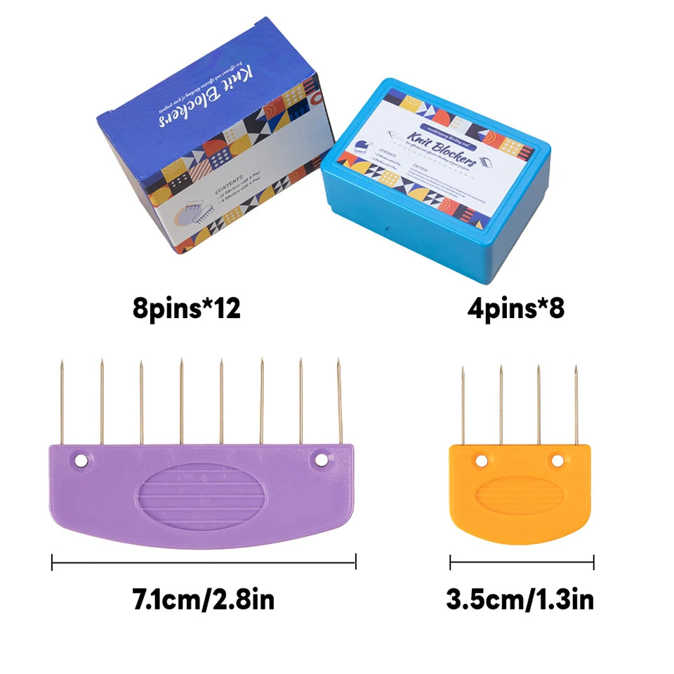 20 Piece Premium Stainless Steel Knitting Blockers Set with Blocking Combs and Mats for DIY Knitting and Crocheting