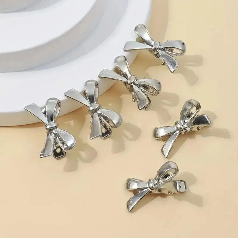 6PCS Fashion Small Shiny Bow Tie Hair Claw Clip Set For Women Girls Mini Crab Hair Clamps Barrettes Hair Headwear Accesories