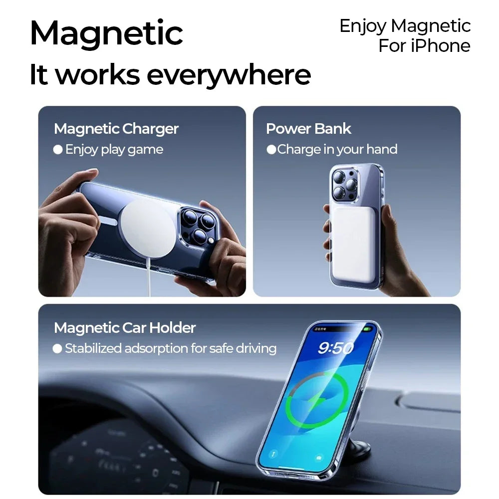 For Magsafe Original Transparent Silicone Case For iPhone 16 15 14 13 12 11 Pro Max Plus Phone Magnetic Wireless Charge Cover