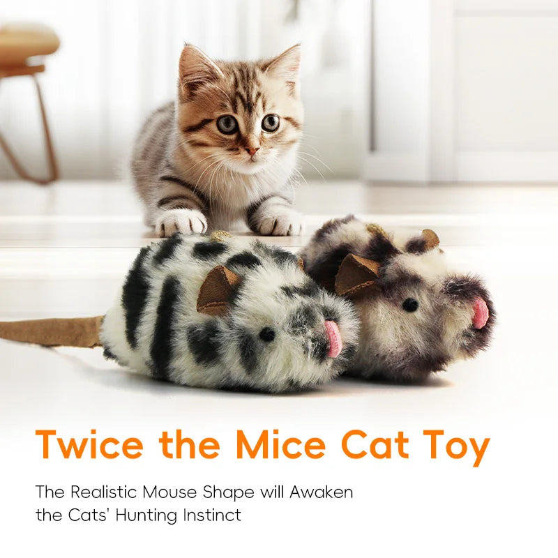 Electronic Sound Mouse Cat Toy 2 Pack Soft Plush Cat Mouse Toy Interactivce with Music Box