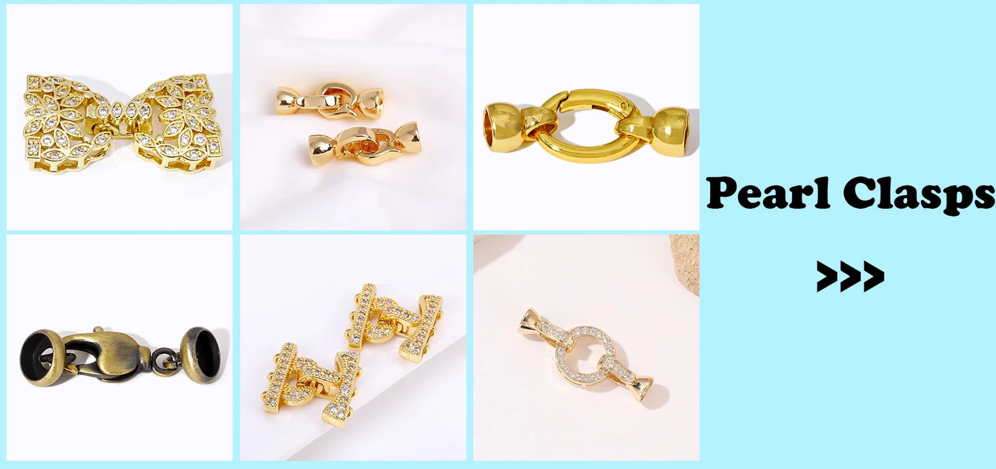 Multi Styles 18K Gold Plated Brass Flower Safety Clasps for DIY Jewelry