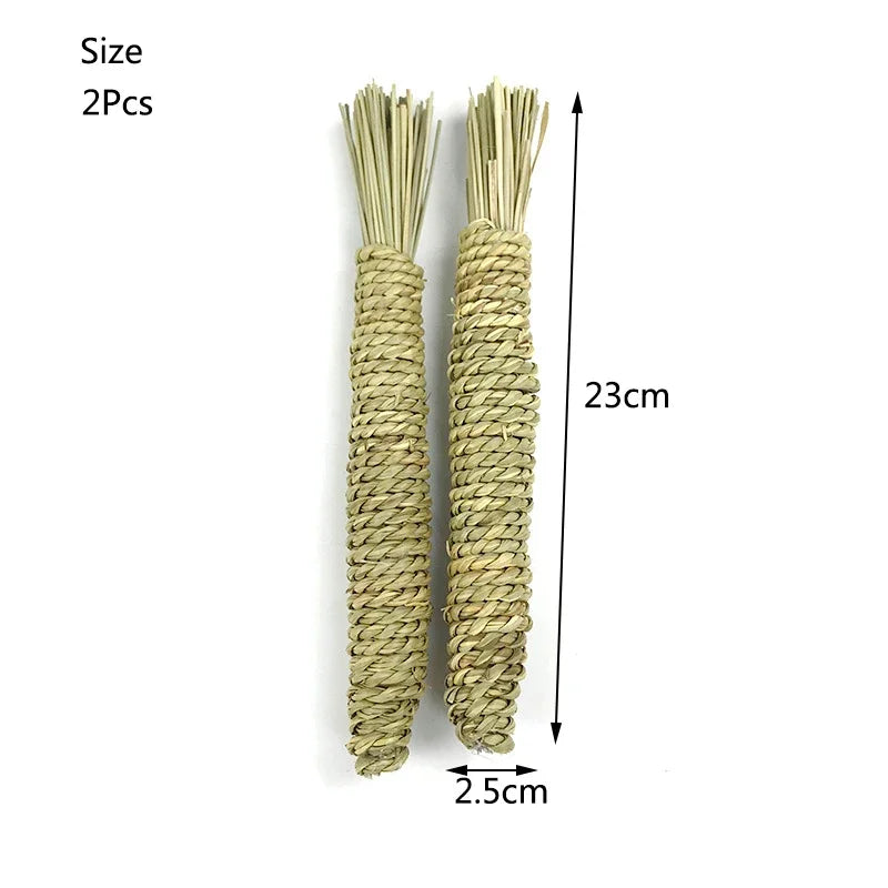 1/2Pcs Natural Straw Rope Carrot Hamster Molar Chew toy Small Pets Toys For Hamster Rabbit Grinding Groducts Gnaw Toy Supplies