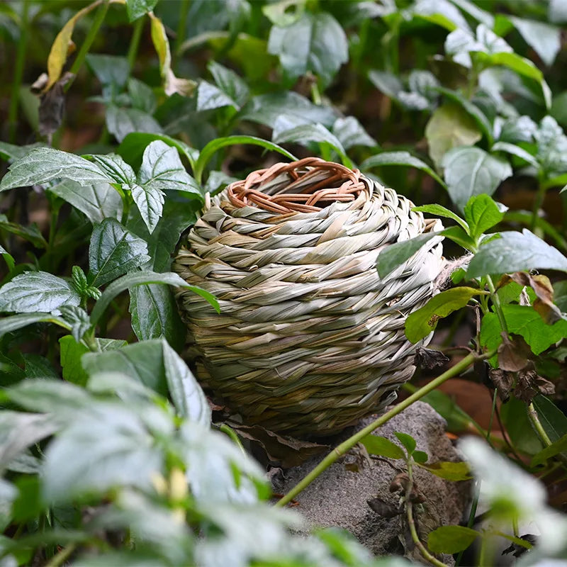 Hand-Woven Round Bird Nest - Natural Rattan Hanging Bird Cage, DIY Garden Decor for Outdoor Patio Balcony, Dropshipping Availabl