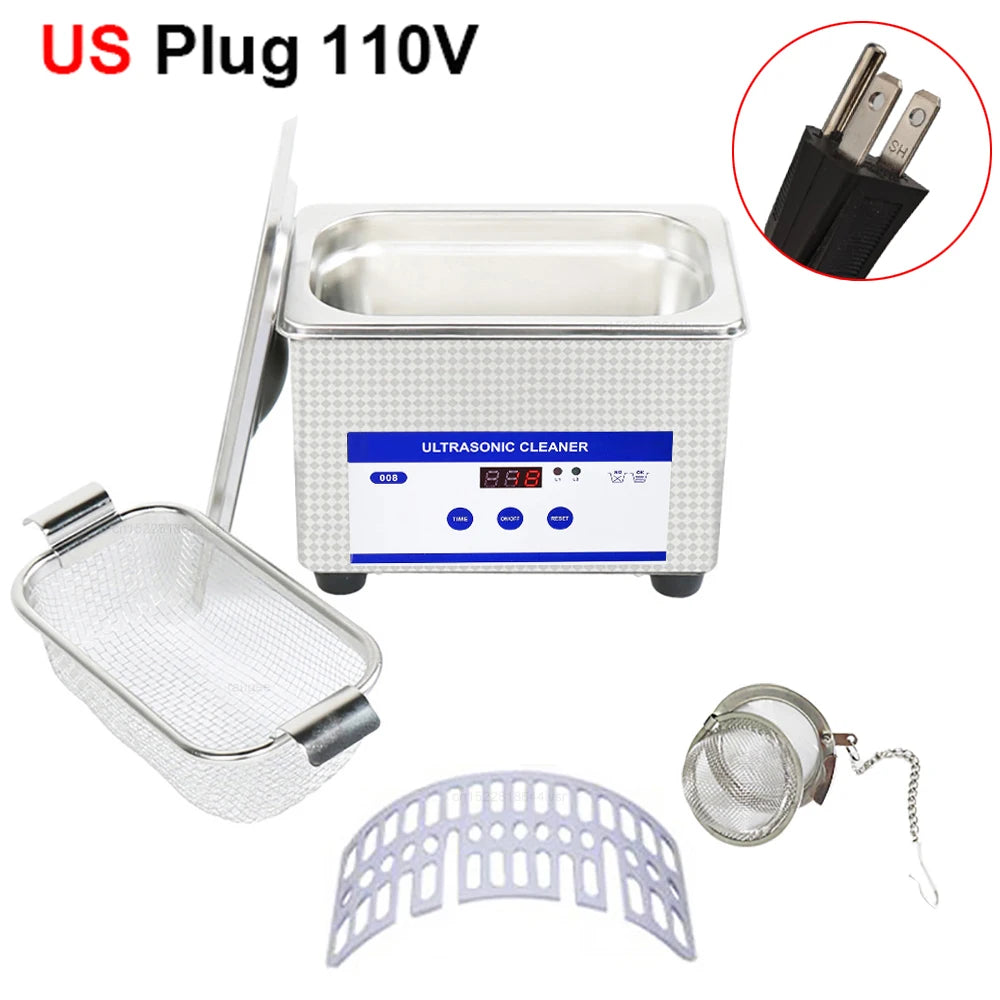 Ultrasonic Jewelry and Glasses Cleaner 40KHZ High Frequency Washing Bath with Powerful 35W Transducer for Deep Cleaning