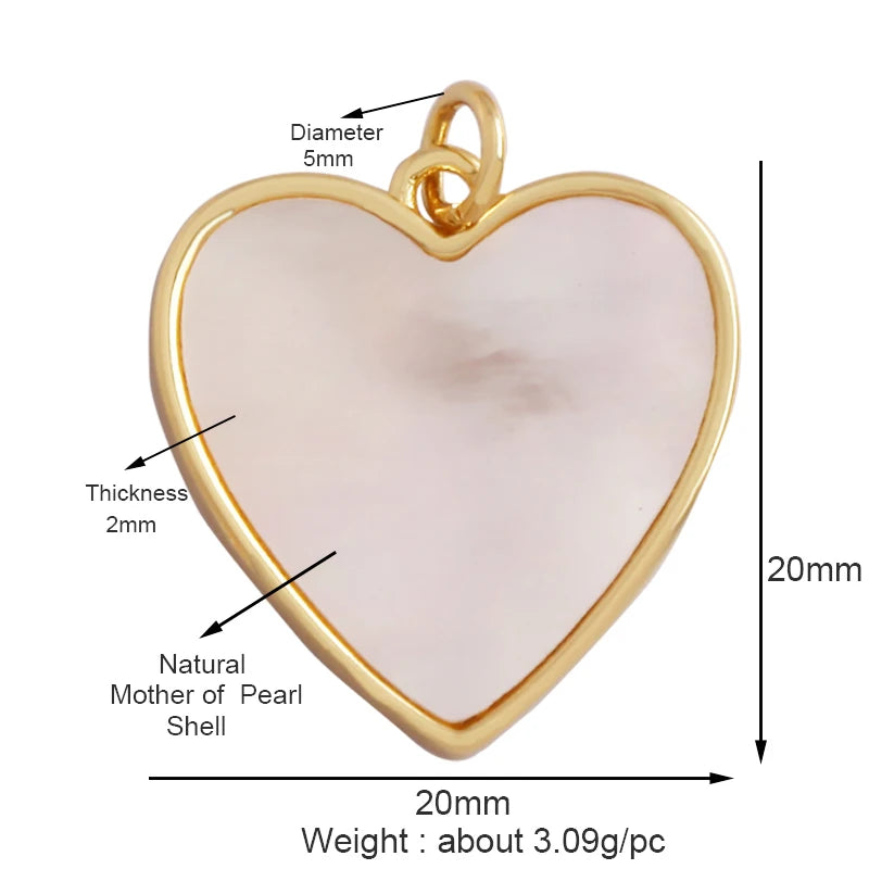 Classics Love Heart Star Zircon Focal Charm Pendant 18K Gold Plated Shell Pearl Jewelry