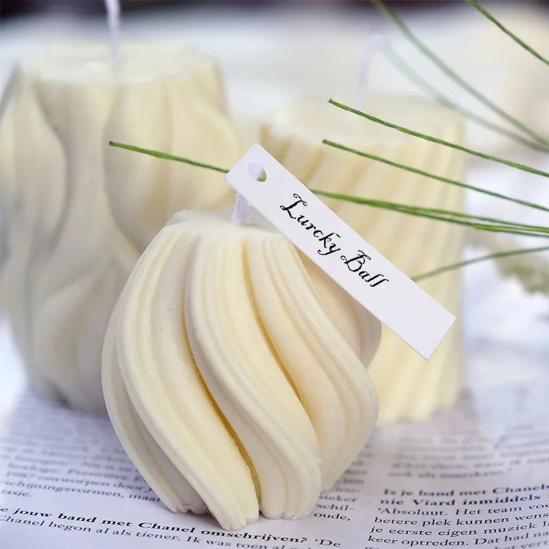 3D Rotating Pillar Candle Silicone Mold Geometric Wave Design