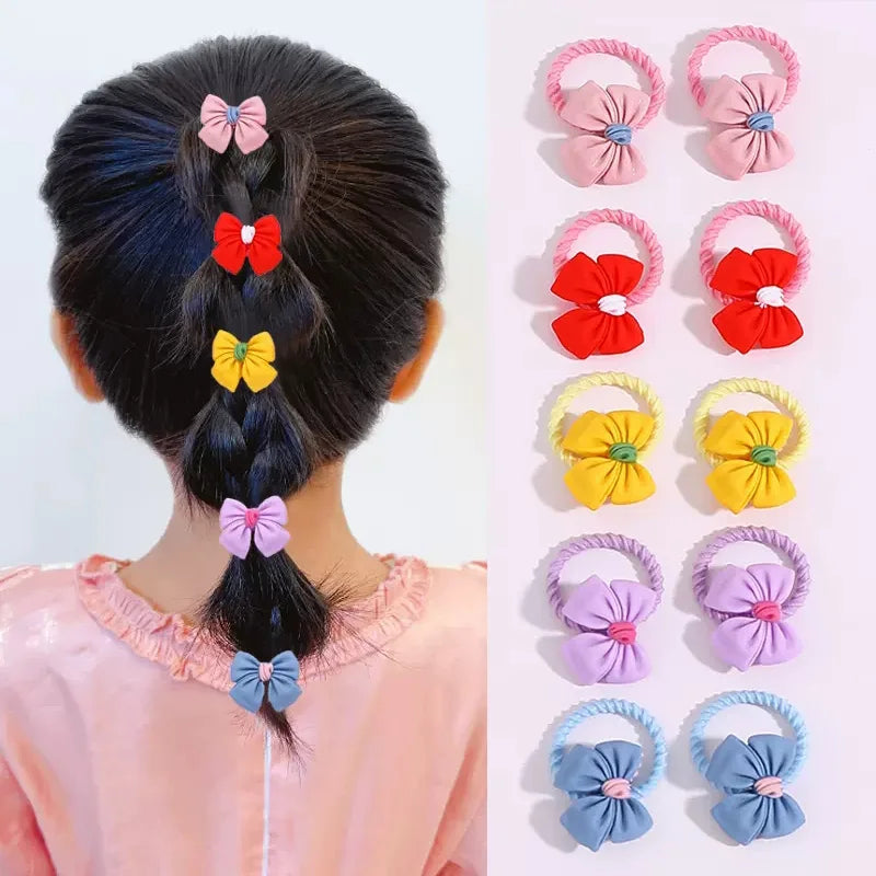 10PCS Cute Cartoon Flower Animal Elastic Hair Bands for Girls