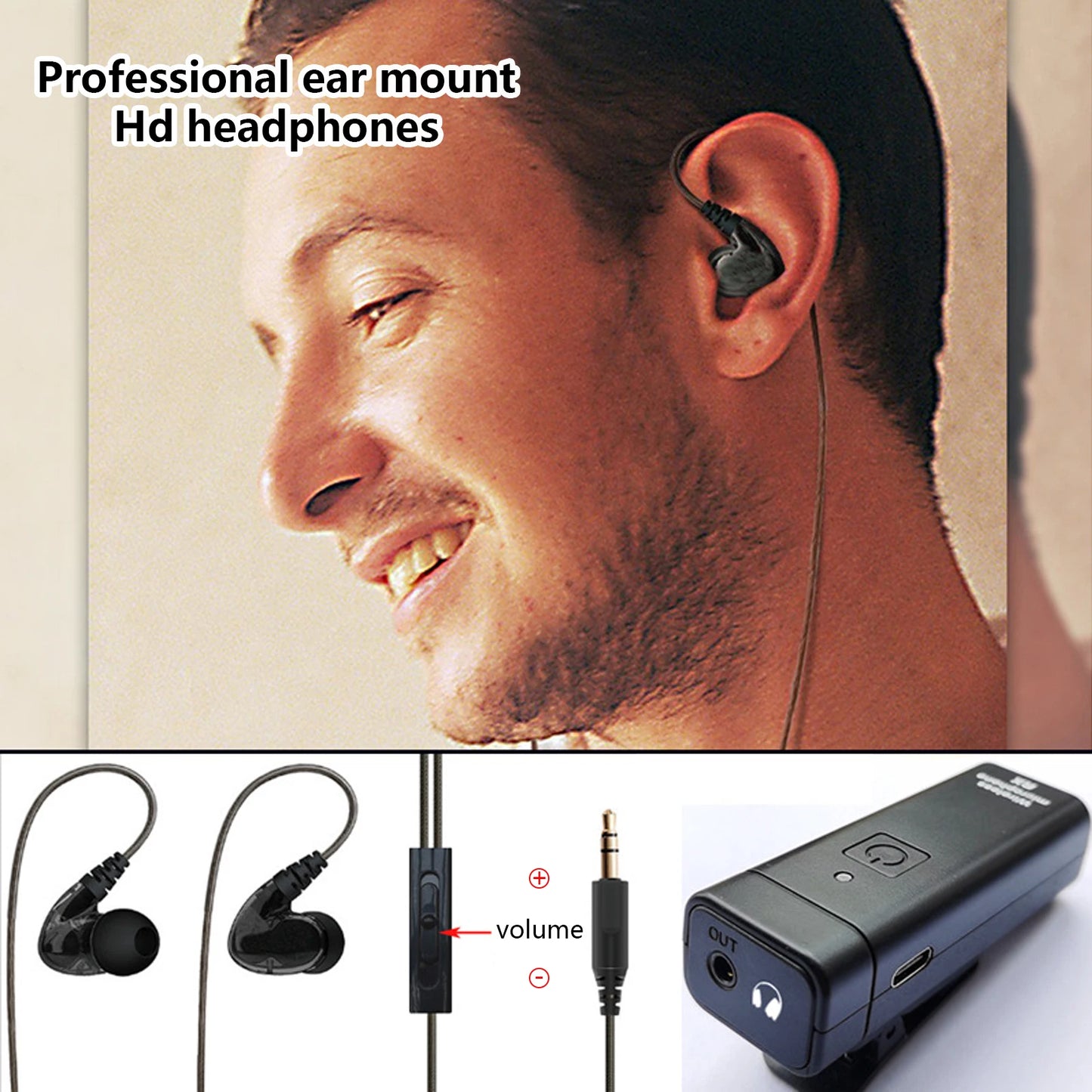 Wireless In Ear Earphone Monitoring System Professional IEM Stereo System Transmitter Receiver UHF FM Without Delay Simultaneous