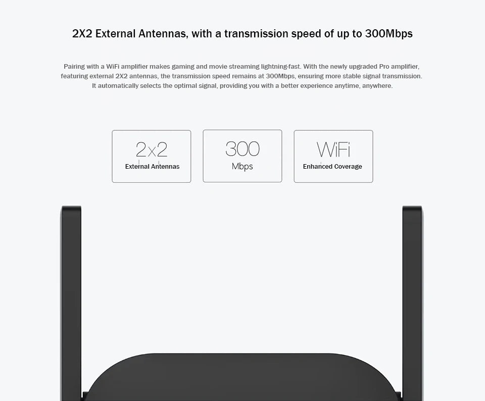 New Original Xiaomi Wifi Amplifier Pro 300M 2.4G Repeater Network Expander Range Extender Roteader Mi Wireless Wi-Fi Router