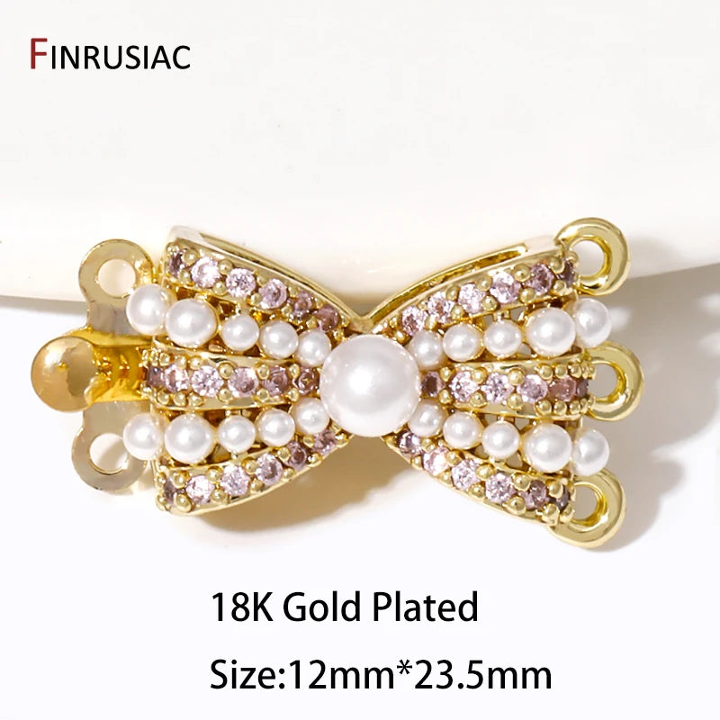Multi Styles 18K Gold Plated Brass Flower Safety Clasps for DIY Jewelry