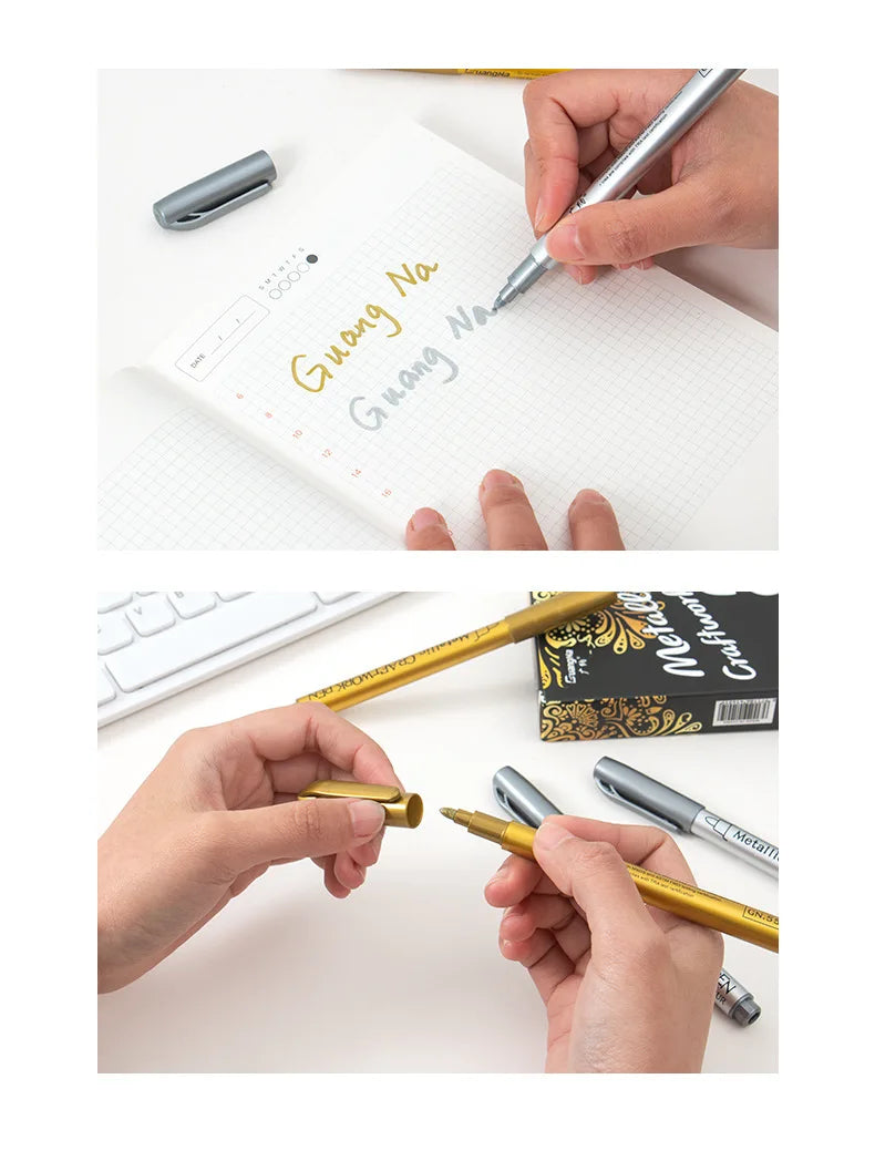 1-4Pcs Metallic Waterproof Marker Pens for DIY Crafting