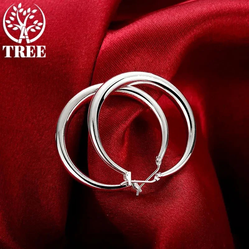 ALITREE 925 Sterling Silver 33mm Big Circle Hoop Earrings